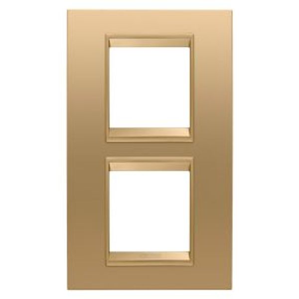 LUX INTERNATIONAL PLATE - IN METAL - 2+2 MODULES VERTICAL - GOLD  - INNER FRAME MATT GOLD - CHORUSMART image 1