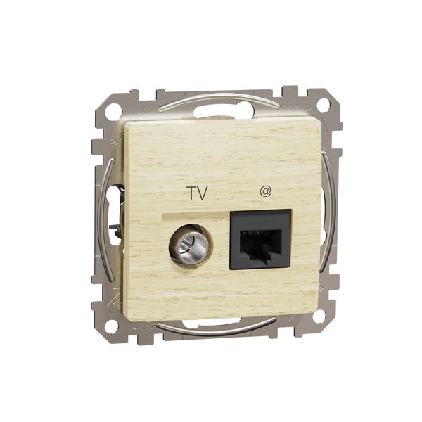 Data + TV sockets, Sedna Design & Elements, RJ45 CAT6 UTP, Wood birch image 4