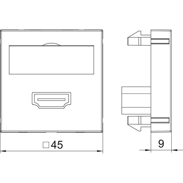 MTG-HD F AL1 Multimedia support, HDMI with cable, socket-socket 45x45mm image 2