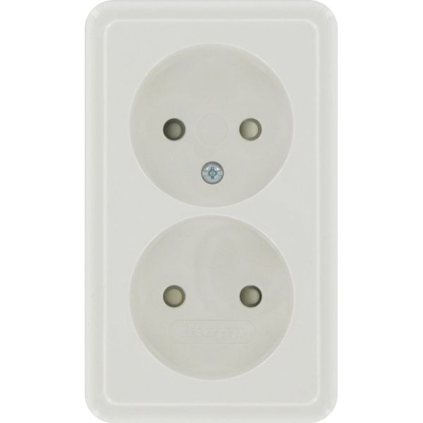 Surface mount socket outlet without earth, 2-fold,withshutter, arctic-white image 1