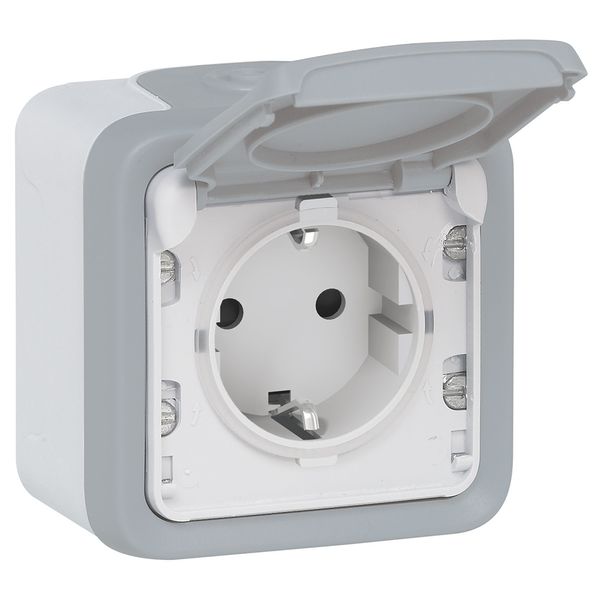 Socket outlet Plexo IP 55 - German std - 16 A - 2P+E - surface mounting - grey image 1