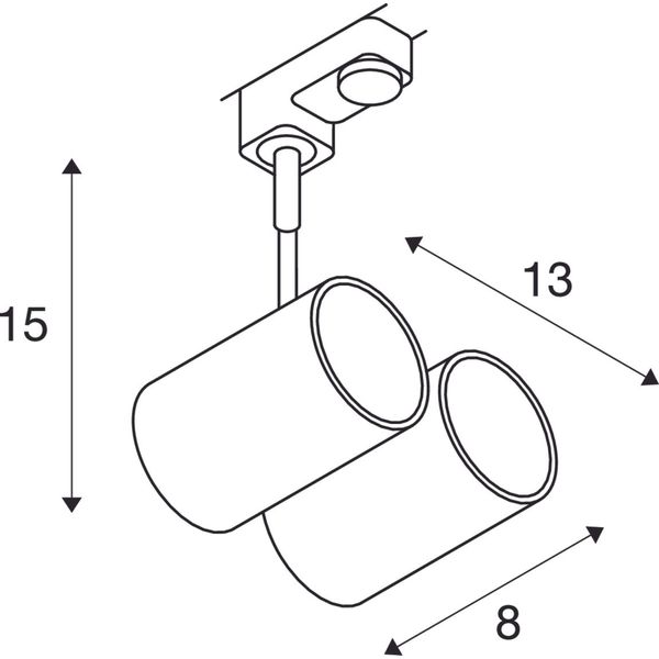 BIMA II lamp head, GU10, max. 2x50W, +3P.adapter, silvergrey image 3