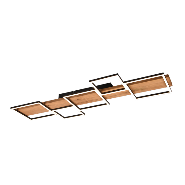 Harper LED ceiling lamp 115 cm matt black/wood image 1