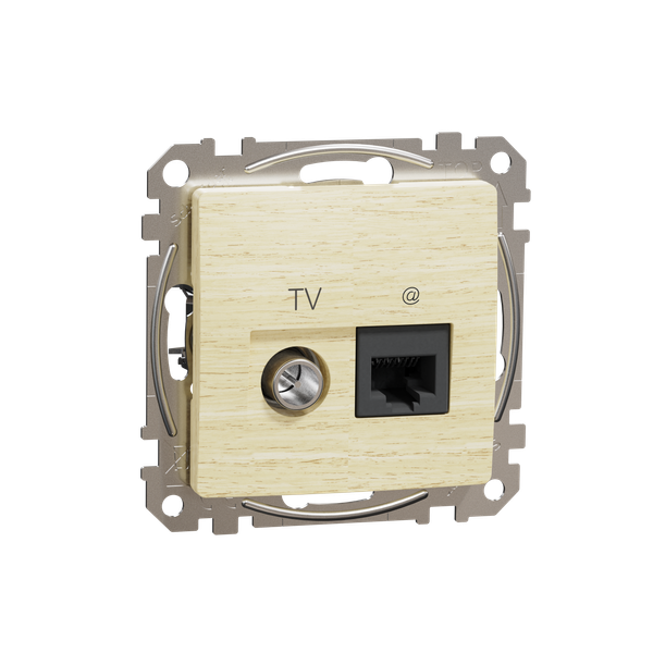 Data + TV sockets, Sedna Design & Elements, RJ45 CAT6 UTP, Wood birch image 5