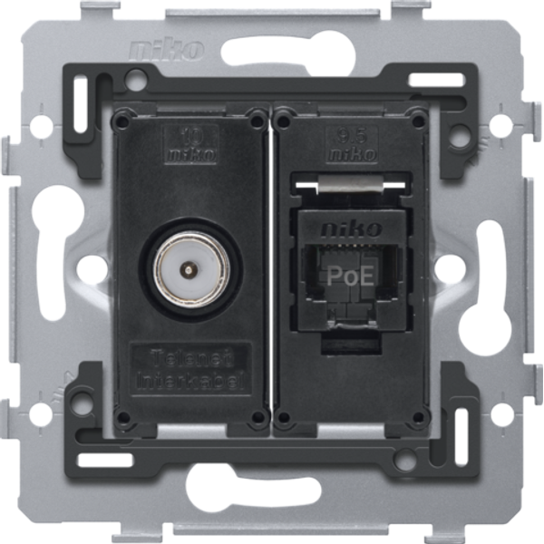 Combination coax with RJ45 connection UTP cat. 6A, PoE++ ready, flat m image 1