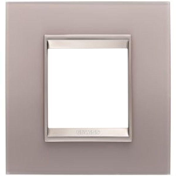 LUX INTERNATIONAL PLATE - IN GLASS - 2 MODULES - PERLY GRAY - INNER FRAME MATT LIGHT BRONZE - CHORUSMART image 1