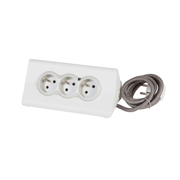 MOES TAB SUPPORT FB 3X2P+E 1 SWITCH 2XUSB A QC 1,5M BRAIDED CORD  WHITE/GREY image 2