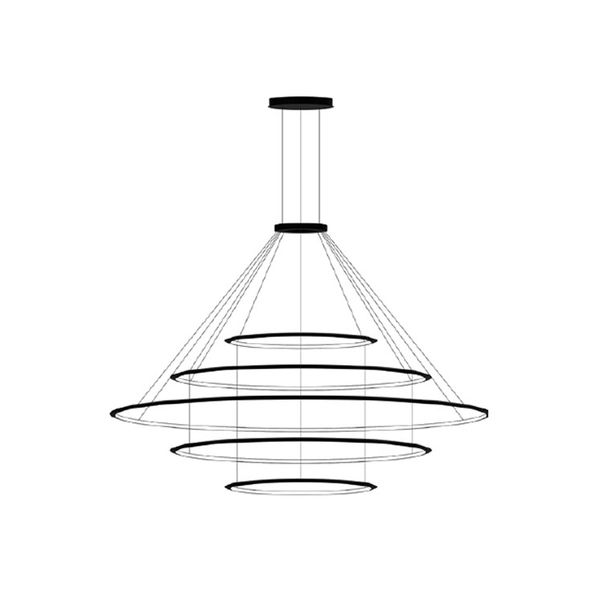 Pendant Circular Outward 5 Rings (ø1200 ø2000 ø3000 ø2000 ø1200) LED 494.6W 27685lm 3000K Black image 1