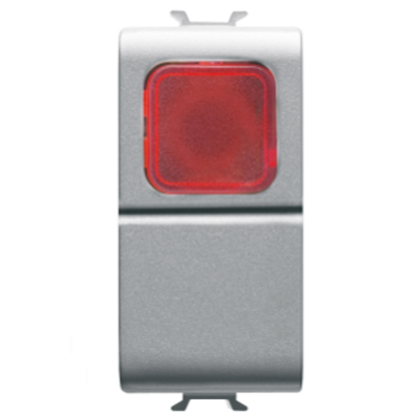 PUSH-BUTTON 1P 250V ac - NO 16A -  RED DIFFUSER - 1 MODULE - TITANIUM - CHORUSMART image 1