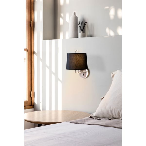 MONTREAL CHROME WALL LAMP BLACK LAMPSHADE image 2