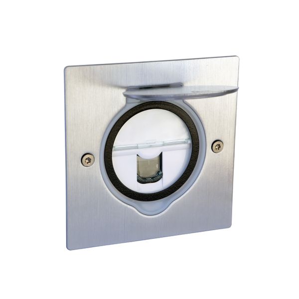 RJ45 floor socket square brushed stainless steel image 1