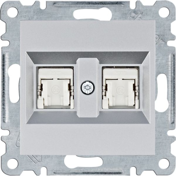 Double RJ45 socket - silver image 1