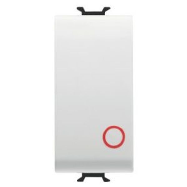 PUSH-BUTTON 1P 250V ac - NC 16A - NEUTRAL BUTTON - SYMBOL 0 RED - 1 MODULE - SATIN WHITE - CHORUSMART image 1