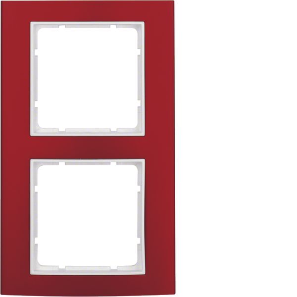Frame 2gang, B.3, al. red/p. white matt, al. anodised image 1