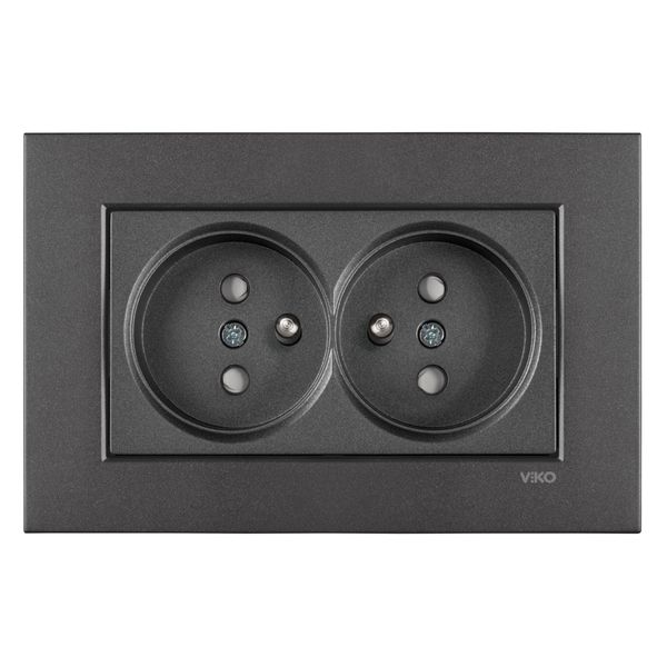 Novella-Trenda Dark Grey Two Gang UPS Socket CP image 1