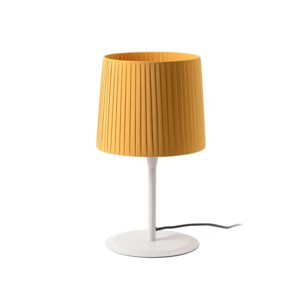 SAMBA WHITE TABLE LAMP YELLOW RIBBONED LAMPSHADE ø image 2