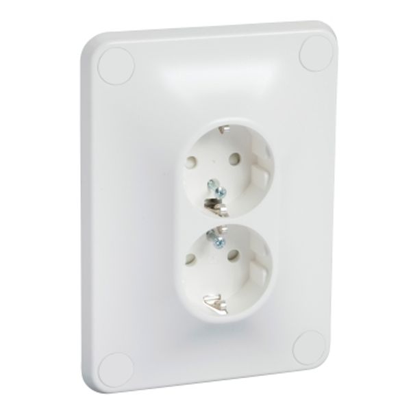 Robust - double socket outlet - 2P + E - flush - screw - 16A - 250V - white image 4