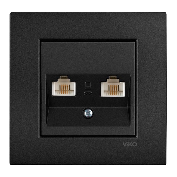 Novella-Trenda Black Two Gang Num Phone Socket (2xCAT3) image 1