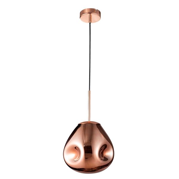 Copper Metal  Handmade Copper Glass  LED E27 1x12 Watt 230 Volt  IP20 Bulb Excluded  D: 25 H1: 38.5 H2: 120 cm Adjustable height image 1