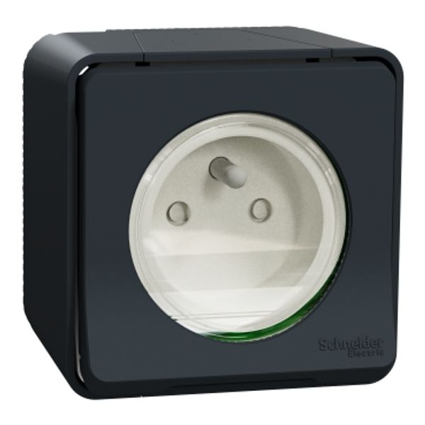 Mureva Styl - 2P+T power socket - surface-mounted - IP55 - IK08 - auto connection - grey image 1