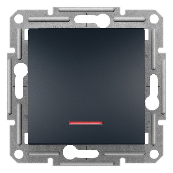 Asfora -1pole pushbutton with locator light, screwless terminals,wo frame,anthra image 3