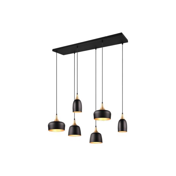 Chiraz pendant 6-pc E27 matt black/matt brass image 1