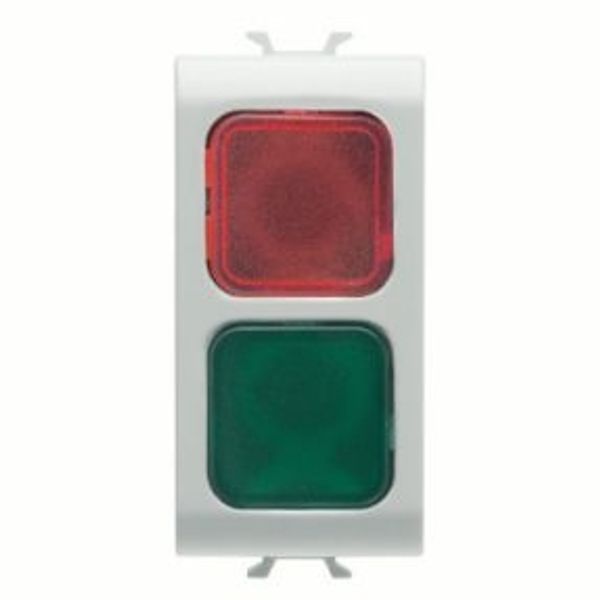 DOUBLE INDICATOR LAMP - RED/GREEN - 1 MODULE - SATIN WHITE - CHORUSMART image 1