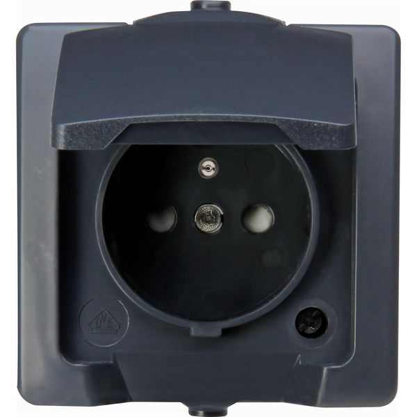 NAUTIC Aufputz-Feuchtraum Mitten-Schutzkontakt-Steckdose mit Klappdeckel, Farbe: anthrazit image 1