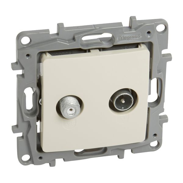 TV-SAT passthrough socket Niloé - attenuation -14 dB - ivory image 1