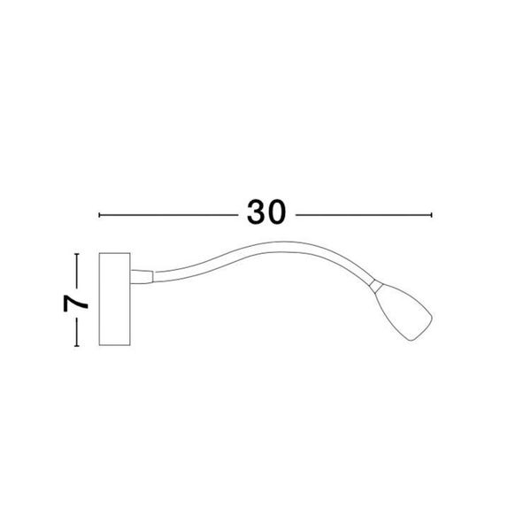 Chrome Aluminium   Adjustable  Switch On/Off  LED 3 Watt  190Lm 3000K IP20  D: 7 H: 30 cm image 1