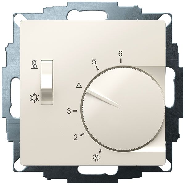 UP room controller, RAL1013 glossy 55x55, 5-30C, AC 230V, 1CO, 10A/5A, heating/cooling switch image 2