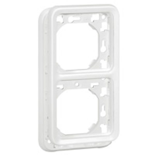 Plate support Plexo IP55 antibacterial-2 gang-vert mounting-modular-Artic white image 1