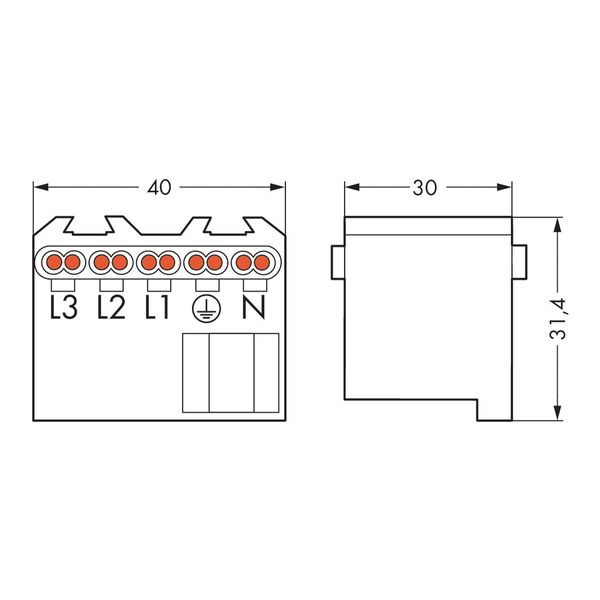 Female connector 5-pole 5-pole white image 1