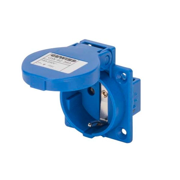 10° ANGLED FLUSH-MOUNTING SOCKET-OUTLET - GERMAN STANDARD - 2P+E 16A 230V 50/60HZ - 50X50 - BLUE - SCREW WIRING image 2