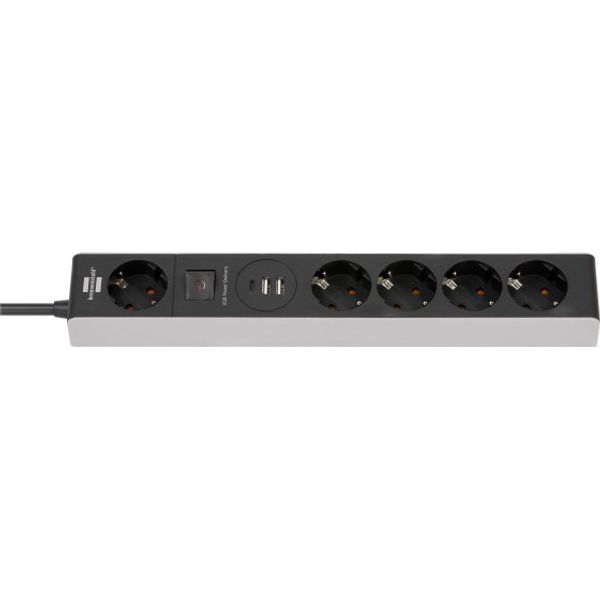 Premium-Line Extension Lead USB Power Delivery 5-way grey/black image 1