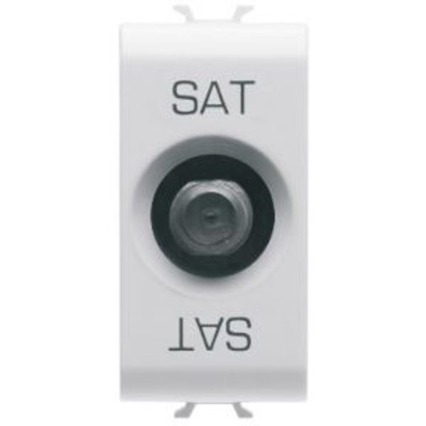 COAXIAL TV/SAT SOCKET-OUTLET, CLASS A SHIELDING - FEMALE F CONNECTOR - DIRECT WITH CURRENT PASSING - 1 MODULE - SATIN WHITE - CHORUSMART image 1