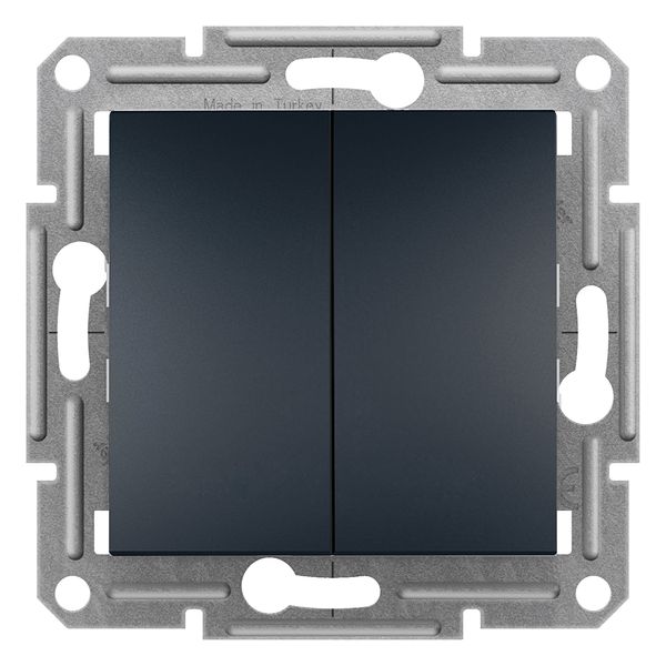 Asfora - double 2way switch, screw terminals, wo frame, anthracite image 3