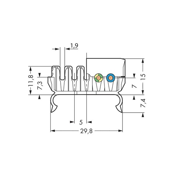 Conductor support, base without ground contact 5-pole white image 1