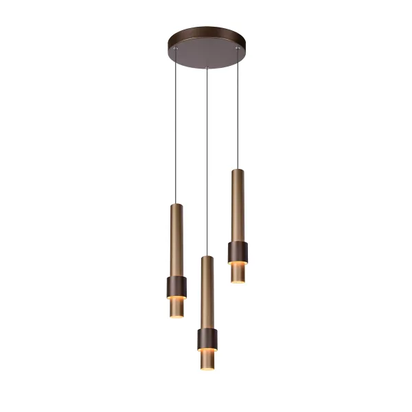 Lucide MARGARY - Pendant light - Ø 28 cm - LED Dim. - 3x4W 2700K - Coffee image 1