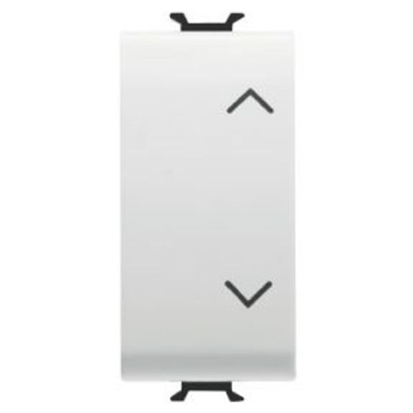 PUSH-BUTTON 1P 250V ac - NO+NO 10A - WITH INTERLOCK -SYMBOL UP- DOWN - 1 MODULE - SATIN WHITE - CHORUSMART image 1