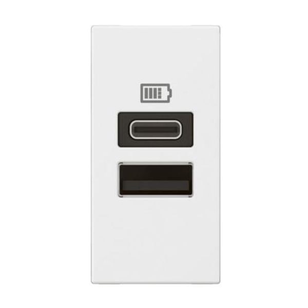 USB Charging Socket 1 Module type- A& C 3A 15W white, Legrand - Arteor image 1