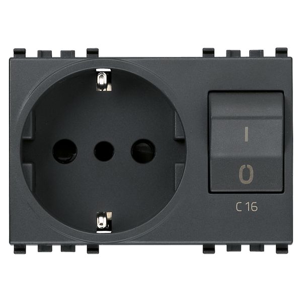 2P+E 16A P30 outlet+C16 CB grey image 1