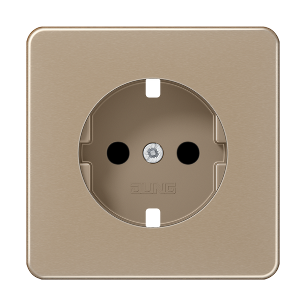 Abdeckung für SCHUKO® Steckdosen, integrierter erhöhter Berührungsschutz, SAFETY+, Aluminium eloxiert, Serie CD, gold-bronze image 1