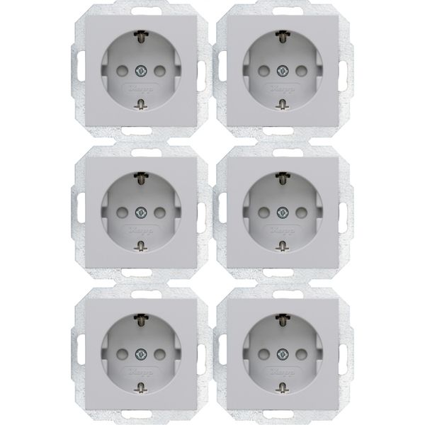 ATHENIS - Professional pack: 6x protective contact sockets, increased contact protection, color: matt gray image 1