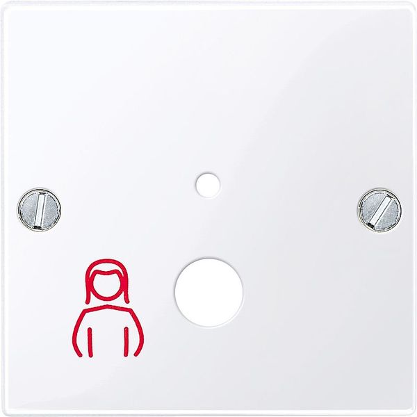 Central plate pneumatic button, active white glossy, system M image 1