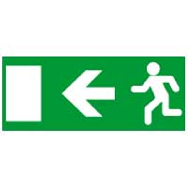 Label - for emergency lighting luminaires - exit door on left - 310x112 mm image 1