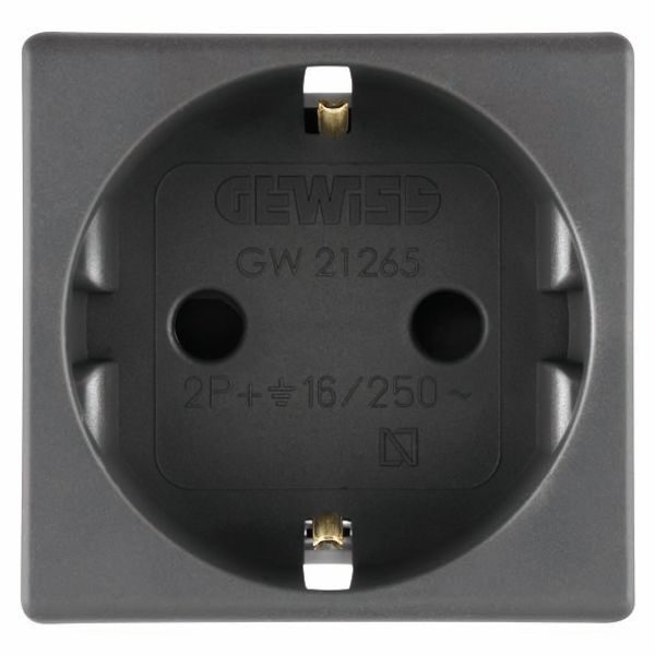 GERMAN STANDARD SOCKET-OUTLET 250V ac - 2P+E 16A - 2 MODULES - SYSTEM BLACK image 2