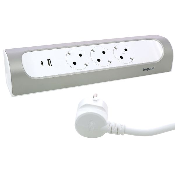 MOES COR ANGLE SCH 3X2P+E USB A+C 1 M CORD ALUMINIUM WHITE PAINTED image 6