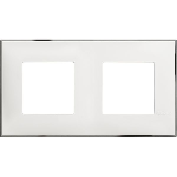 CLASSIA - COVER PLATE 2X2P WHITE CHROME image 1