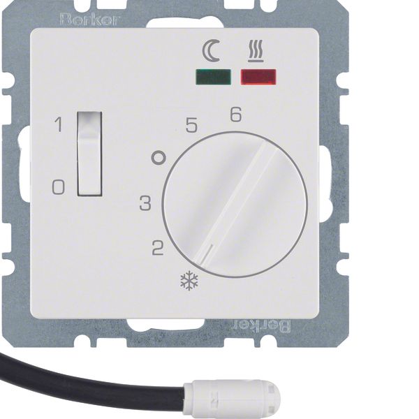 Thermostat, NO contact,Cen. plate,f. heat.,rocker switch,ext.temp.sen. image 1